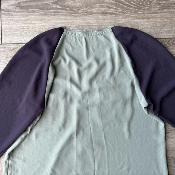 Aritzia Wilfred Purple Sage Green Contrasting  Colour Chiffon Shirt Dress - Picture 12 of 12